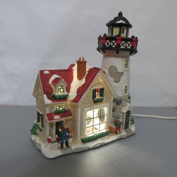 Victorian Village Collectable Black Rock Point Lighthouse Porcelain Hand Painted - Picture 7 of 9
